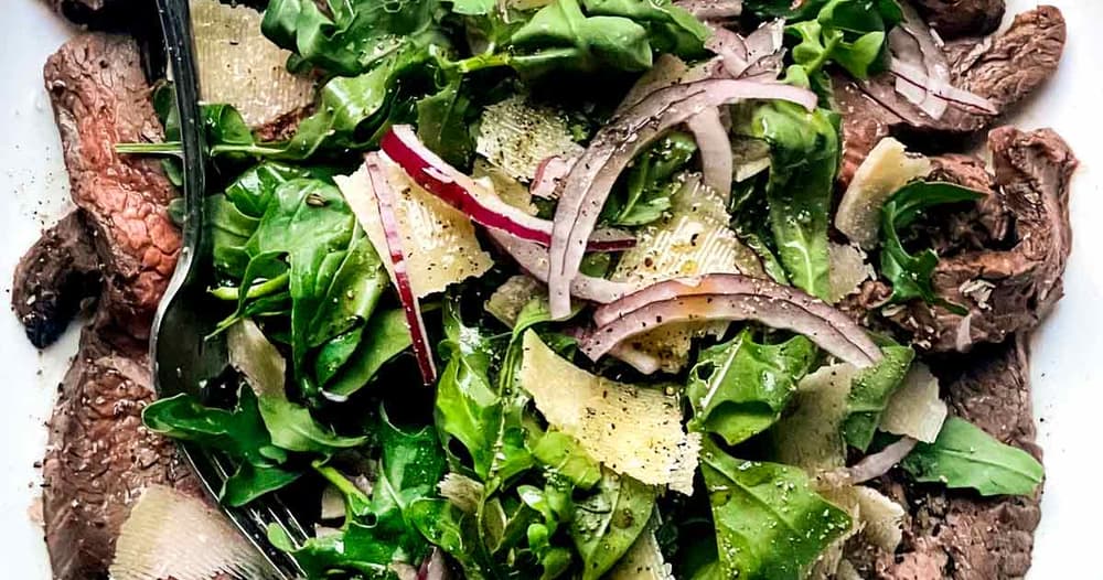 Grilled Flank Steak with Arugula and Parmesan Punchfork