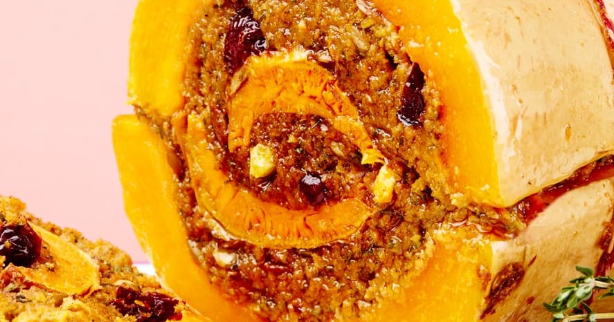 Butternut Squash Vegducken with Mushroom-Cranberry Stuffing | Punchfork