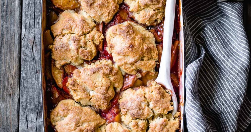 Apple Rhubarb Cobbler with Oat Flour Biscuits Punchfork