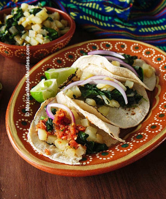 Spinach Tacos with Potatoes (Soft Tacos) Punchfork