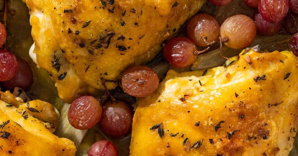 Braised Chicken Thighs with Grapes and Fennel Punchfork