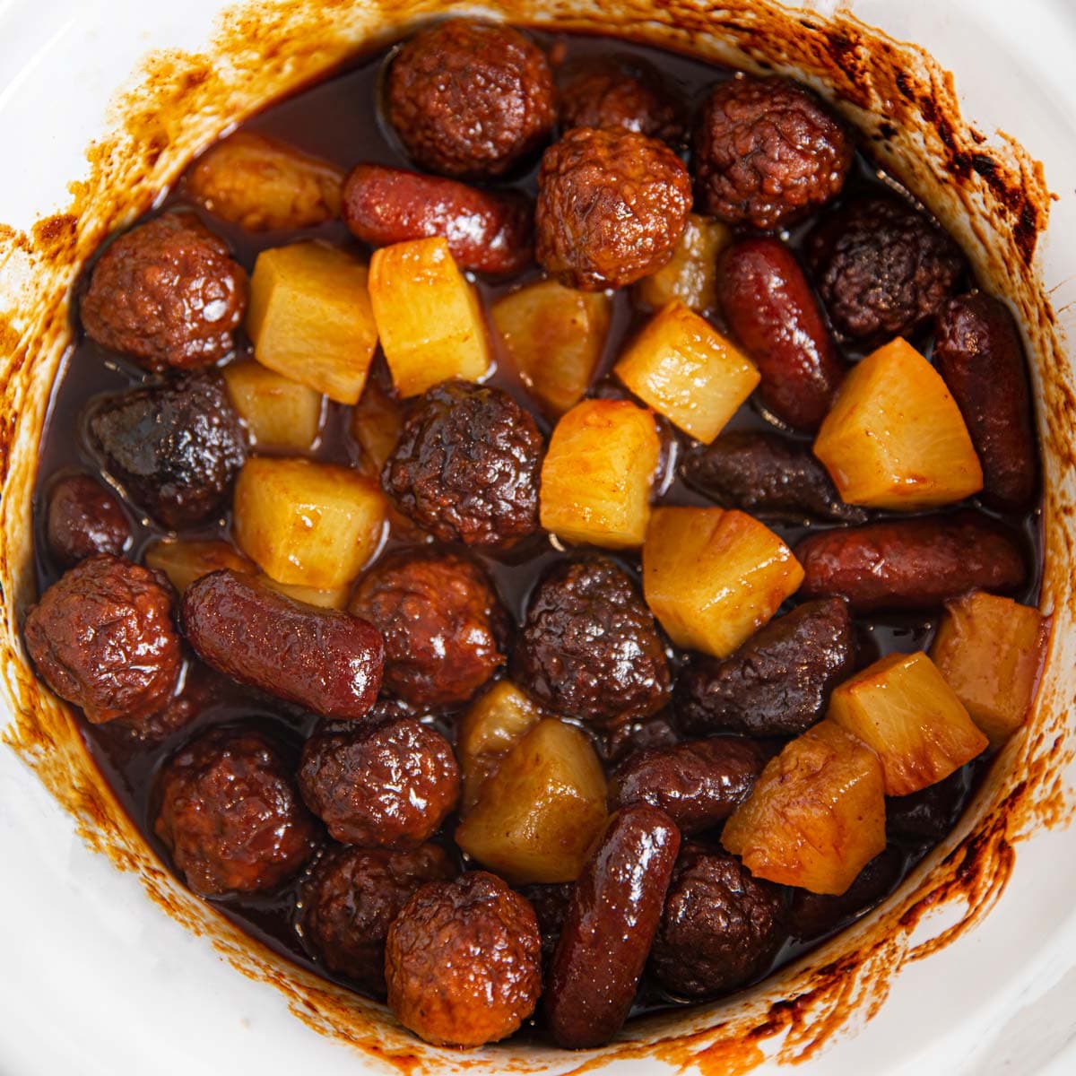 Slow Cooker Meatball Pineapple Smokies Punchfork