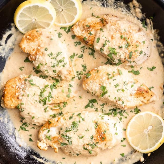 Lemon Garlic Chicken with Parmesan Cream | Punchfork