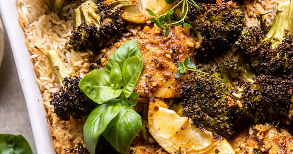 One Pan Lemon Pepper Yogurt Chicken and Rice Punchfork