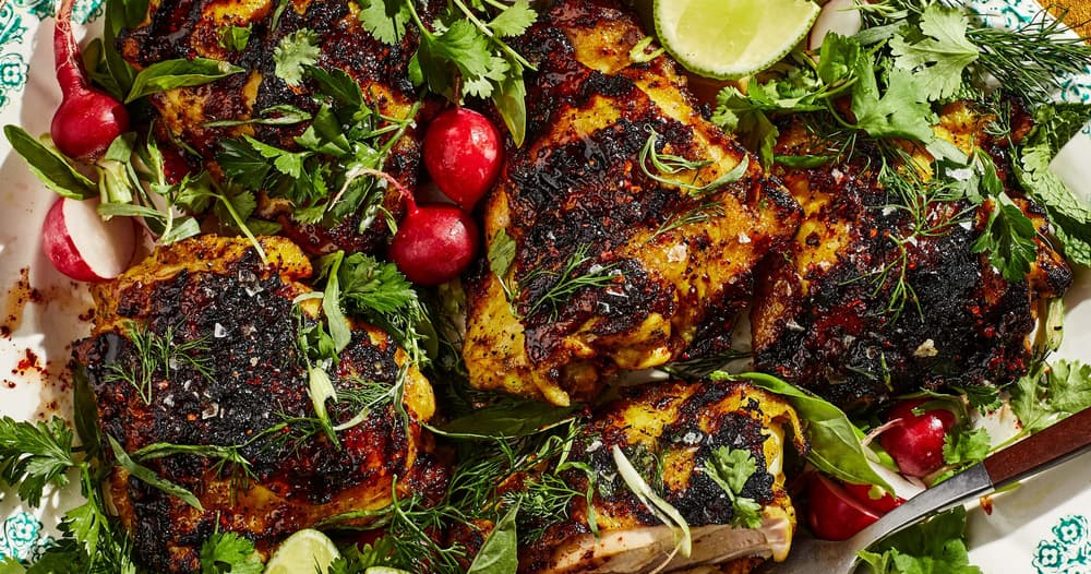 YogurtMarinated Chicken with Hot Honey and Herbs Punchfork