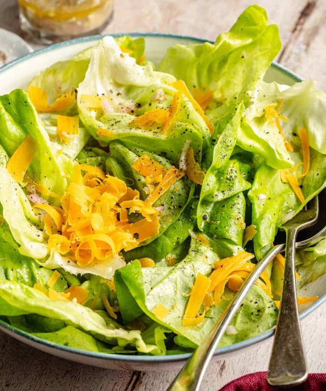 Bibb Salad with Black Truffle Vinaigrette + Mimolette Punchfork