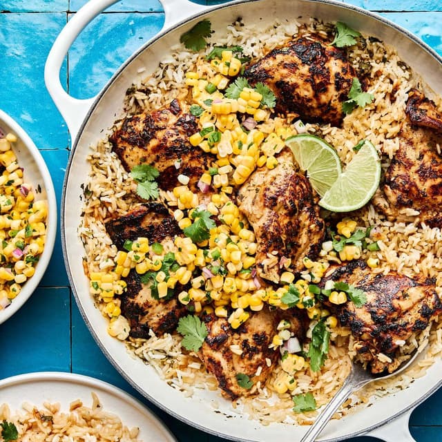 Cilantro Lime Chicken Rice Skillet | Punchfork