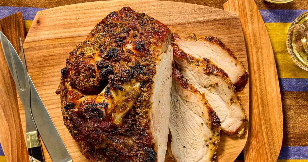 Slow-Roasted Fresh Ham with Maple-Bourbon Glaze | Punchfork