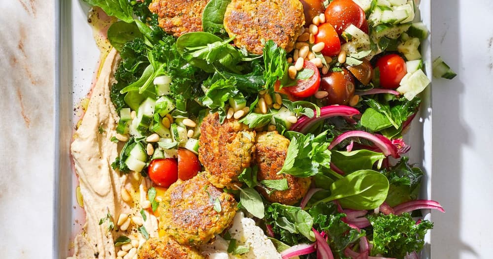 Kale Falafel Salad with Toasted Pine Nuts | Punchfork