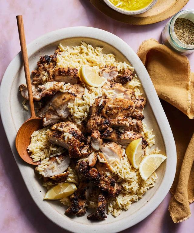 Lemon Pepper Chicken with Creamy Orzo | Punchfork