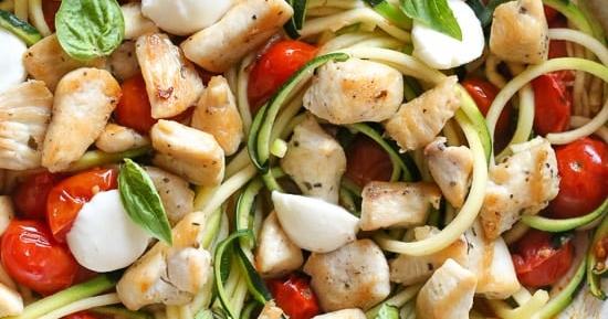 Chicken and Zucchini Noodle Caprese | Punchfork