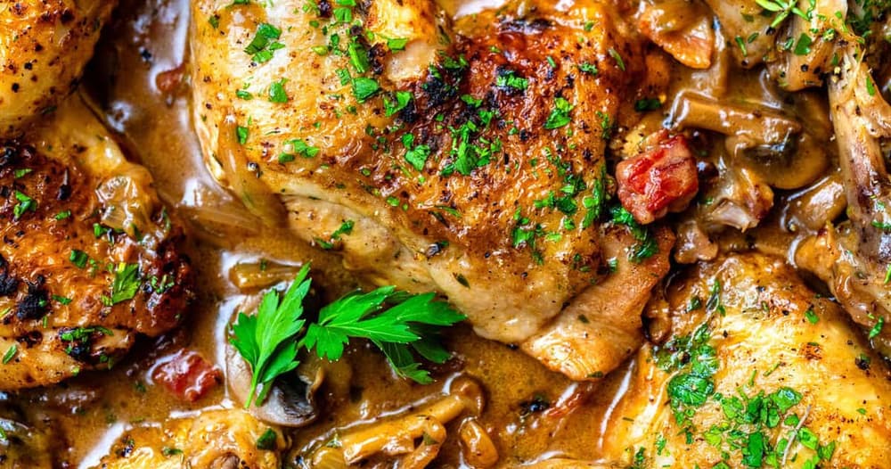 Coq Au Vin Blanc (Chicken in White Wine Sauce) - Punchfork