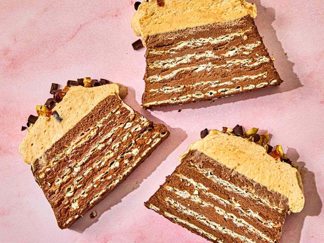 Chocolate-Espresso Matzo Icebox Cake with Hazelnut Praline Whipped