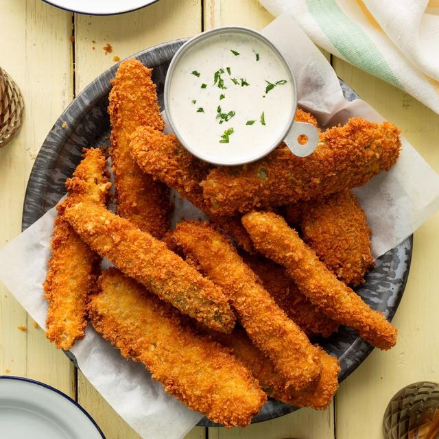 Crispy Frickles (Fried Pickles) with Ranch Dressing | Punchfork