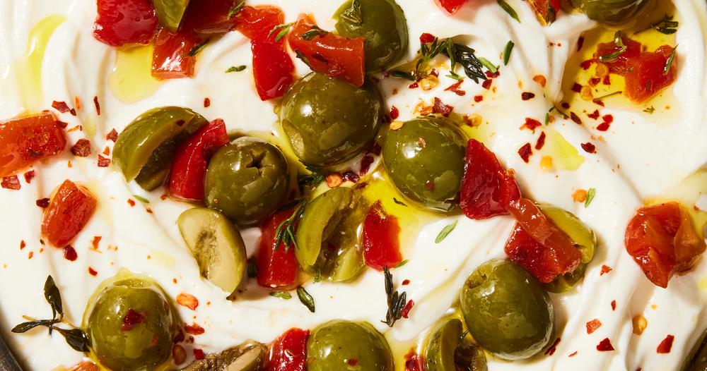 Whipped Ricotta with Olives & Roasted Red Peppers | Punchfork