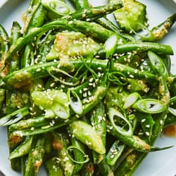 smashed green beans with lemony sumac dressing Smashed Green Beans with Lemony Sumac Dressing