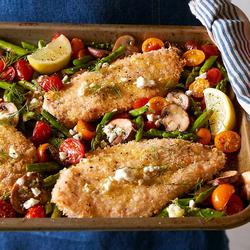green veggie bowl with chicken & lemon tahini dressing Lemon-Tahini Chicken with Green Beans
