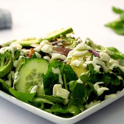 Brussels Sprout and Kale Salad with Green Goddess Dressing | Punchfork