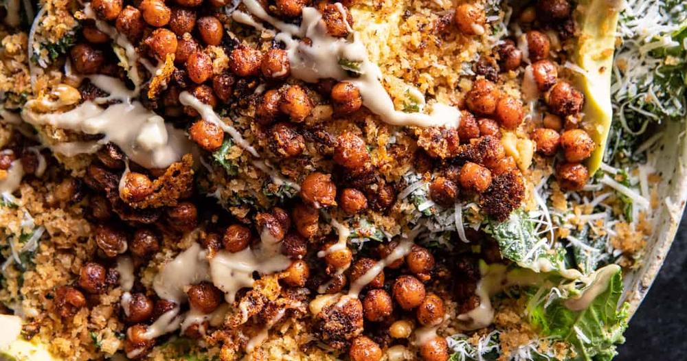 Parmesan Tahini Kale Salad with Breadcrumbs and Crunchy Chickpeas ...