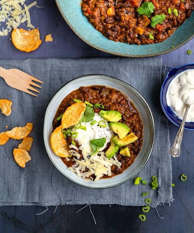 Instant Pot Lentil and Bean Chili | Punchfork