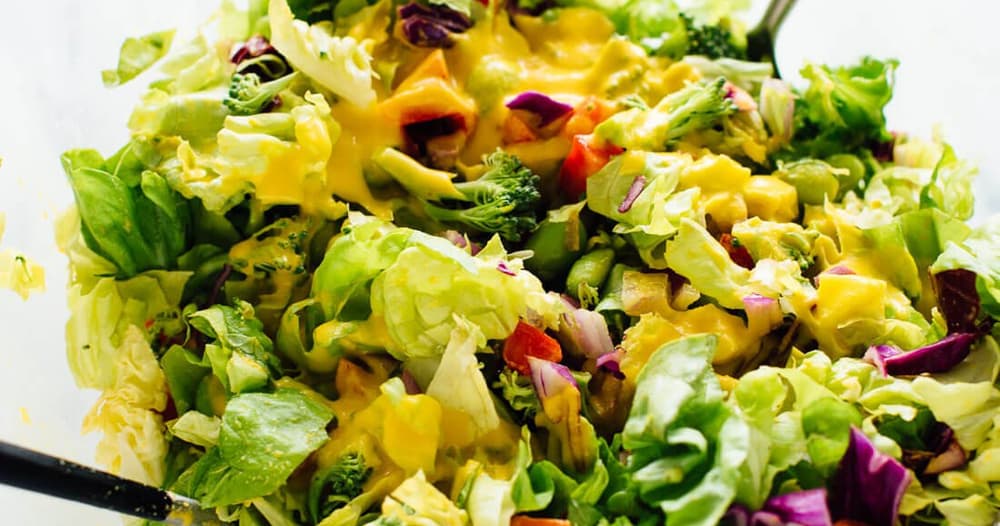 Colorful Chopped Salad with Carrot Ginger Dressing