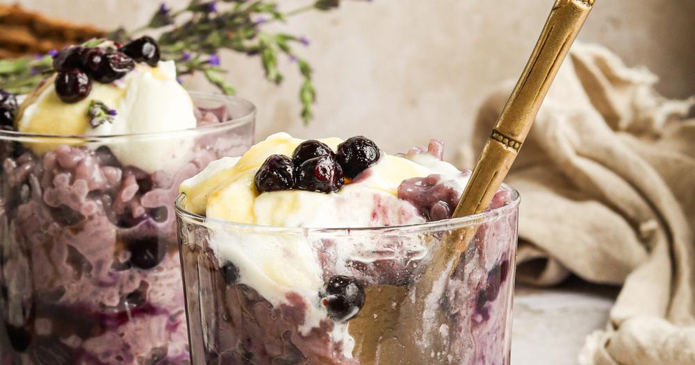 Blue Rice Pudding Blueberry & Lavender Coconut Rice Pudding | Punchfork