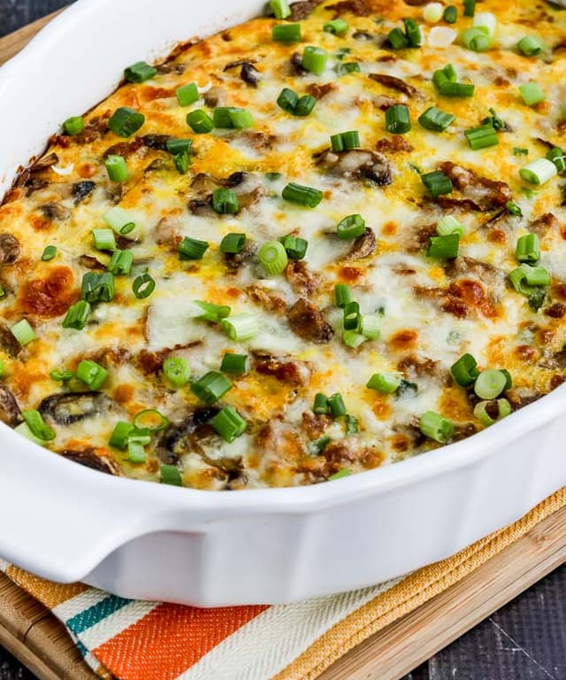 Sausage mushroom and cheese bake