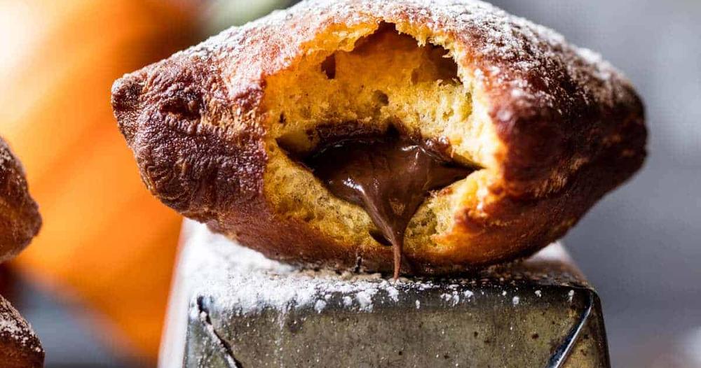 Nutella Stuffed Pumpkin Beignets | Punchfork