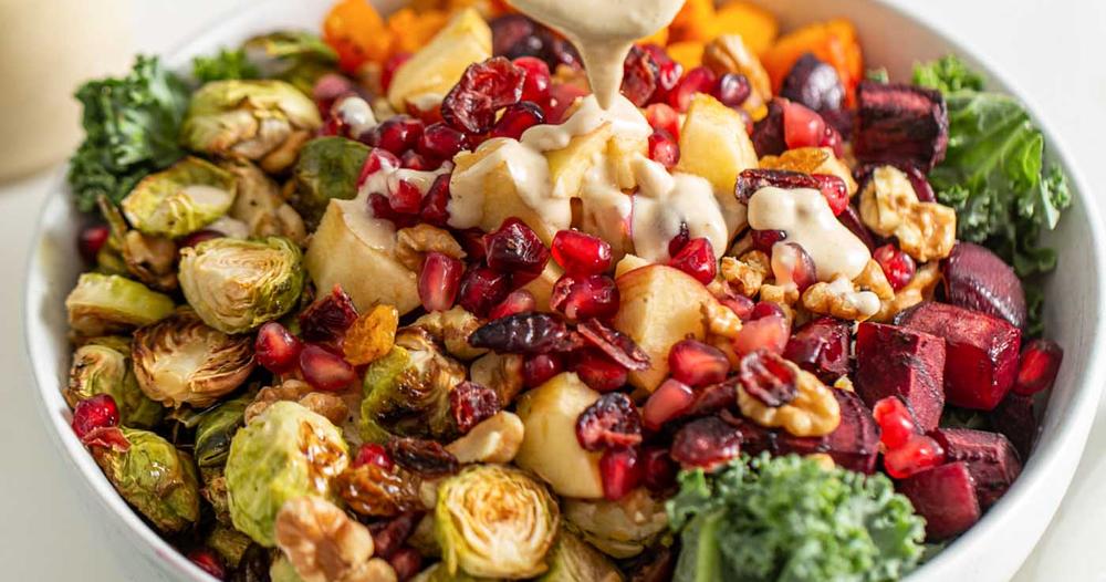 Fall Harvest Salad with Maple Tahini Dressing Fall Harvest Salad with Maple Tahini Dressing
