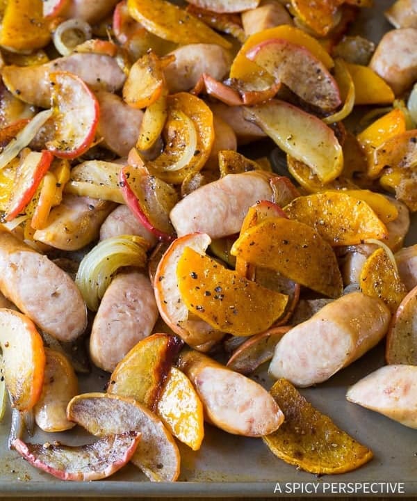 Chicken Sausage Apple Squash Sheet Pan Dinner | Punchfork